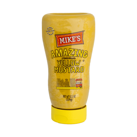 Mikes Amazing Yellow Mustard, 12.5oz. Gluten Free, Shelf Stable/ Refrigerated, Plastic Bottle, New