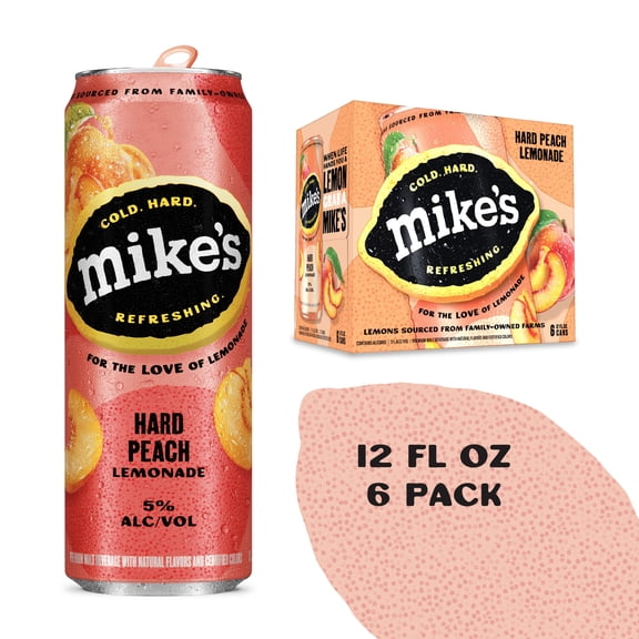 Mike's Hard Lemonade Peach, 6 Pack, 12 fl oz Cans, 5% ABV