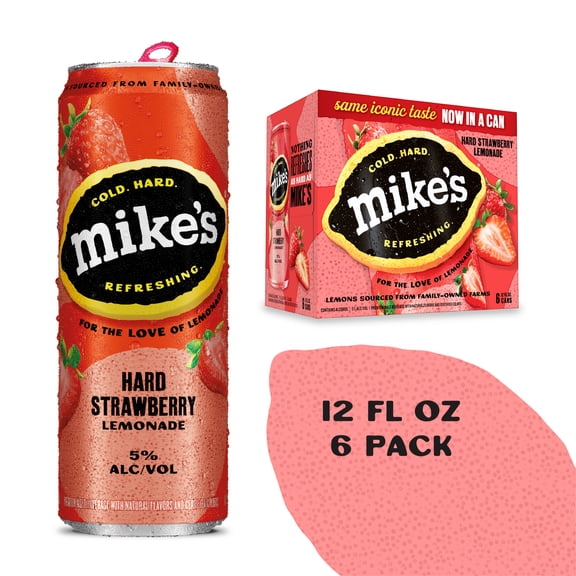Mike's Hard Lemonade Strawberry, 6 Pack, 12 fl oz Cans, 5% ABV
