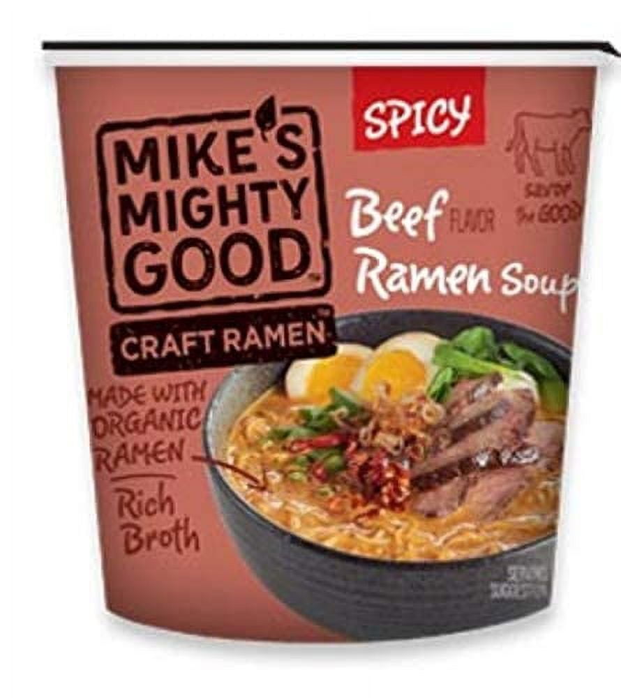 Mikes Mighty Good 319669 1.8 oz Spicy Beef Flavor Ramen Noodle Soup Cup - Pack of 6
