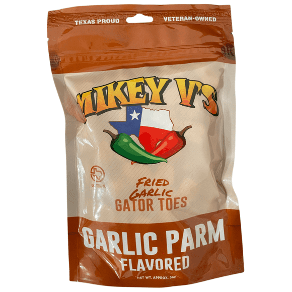 Mikey V's Garlic Parmesean "Gator Toes", Deep Fried Garlic Snacks, 3.9oz.