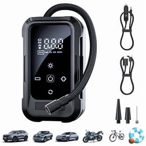Mikhai Tire Inflator Portable Air Compressor Cordless Mini Bike Pump with 4500mAh Long Range Battery, 140 PSI Car Tires Air Pump with LED Lights&Pressure Gauge for Auto, Motorcycles, Bikes, Balls