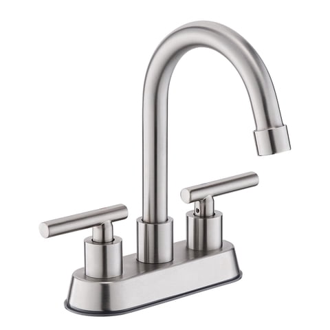 Mikhai Bathroom Faucets 3 Hole, 4 inch Bathroom Faucet 3 Hole Matte White with Pop-up Drain and 2 Supply Hoses, Stainless Steel Lead-Free 2-Handle Center set Faucet for Sink Vanity