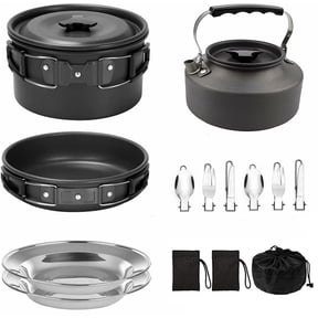 Mikhai Camping Cookware Mess Kit Set - Backpacking Camping Pots and Pans Set, All in One Non-Stick Camping Cooking Set, Hiking, Picnic, Outdoor and Camping Cookware Set