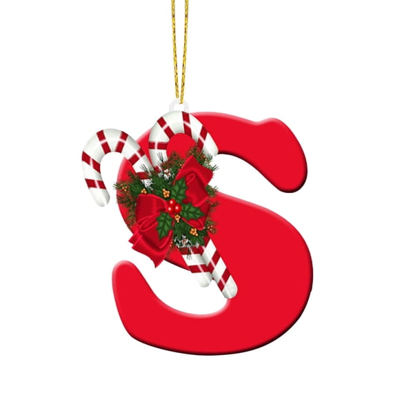 SLYNSHome Christmas 26 Letters Ornaments,2024 New 3.9 Inch Letters Christmas Decoration Personalized 26 Letter with Candy Canes Xmas Tree Hanging Sign for Door Party Xmas Home Decor (S)
