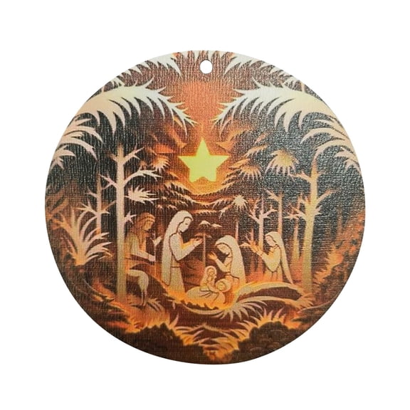 SLYNSHome Christmas The Birth of Jesus Ornaments for Tree,2.9 Inch Nativity Scene Christian Decorations Double Side Jesus Hanging Pendant for Home Tree Car Office Xmas Party Decor