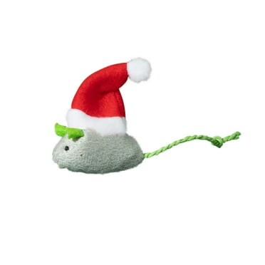 SLYNSHome Christmas Catnip Toy Gifts,3.9 Inch Xmas Cats Rat Plush Cat Chew Toys Realistic Cute Kitten Rat Filled Catnip for Cat Small Pet Gifts (Green)