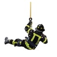 thumbnail image 1 of SLYNSHome Christmas Firefighter Ornament,1.57 Inch Personalized Firefighter Figurine Hanging Pendant for Xmas Tree 2D Flat Fireman Shape Sign Gifts for Firefighter Husband Dad Son (Black), 1 of 6