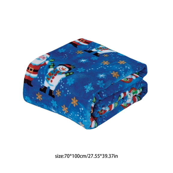 SLYNSHome Christmas Throw Blanket 27x39 inch,Lightweight Plush Flannel Blanket with Snowman and Santa Claus Pattern Soft Fuzzy Cozy Fleece Blanket for Sofa Office Home Xmas Decoration