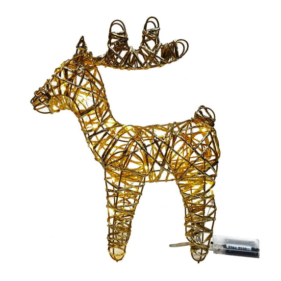 Mikhai Clearance LED Christmas Pre-Lit Reindeer Outdoor Decorations,11.8 Inch Xmas Light Up Deer Yard Decor Lighted Christmas Battery Powered Ornament for Holiday Front Door Patio Garden Décor