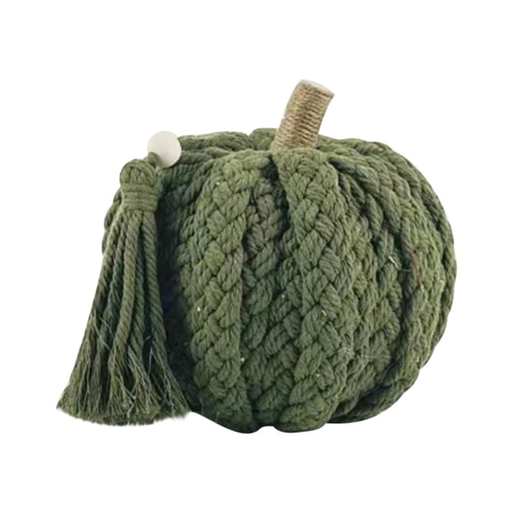 SLYNSHome Thanksgiving Artificial Pumpkins for Table,Autumn Fake Imitation Cotton Rope Woven Pumpkin Faux Soft Stuffed Pumpkin for Fall Harvest Party Home Decoration (7 Inch,Green)