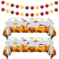 SLYNSHome Thanksgiving Autumn Table Covers,53.9x107.8Inch Fall Harvest Party Tablecloth Maple Leaf Pumpkin Disposable Thickened Rectangle Table Cloth for Party Travel Home Decoration