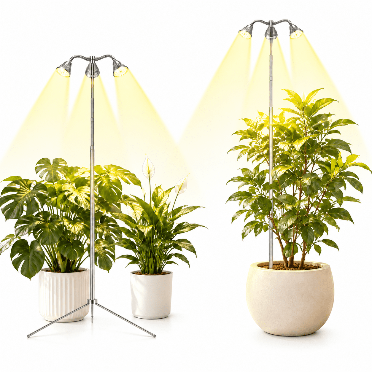 Mikhai Grow Lights for Indoor Plants Full Spectrum with Detachable Tripod Stand, 10-55 Inches Height Adjustable Aluminum Alloy Indoor Plant Grow Lamp with Auto 