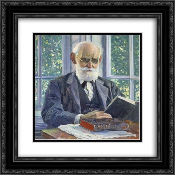 Mikhail Nesterov 2x Matted 20x20 Black Ornate Framed Art Print 'Portrait of Ivan Pavlov'