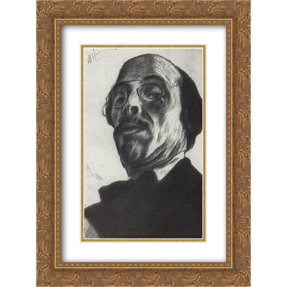 Mikhail Nesterov 2x Matted 20x24 Gold Ornate Framed Art Print 'Self-Portrait'