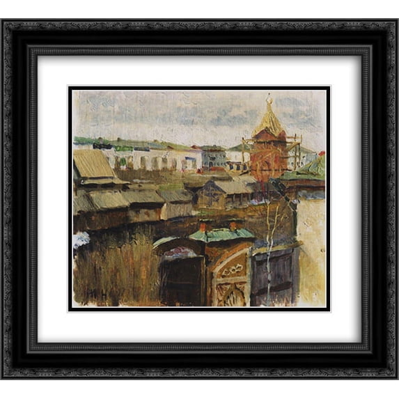 Mikhail Nesterov 2x Matted 22x20 Black Ornate Framed Art Print 'In Ufa'