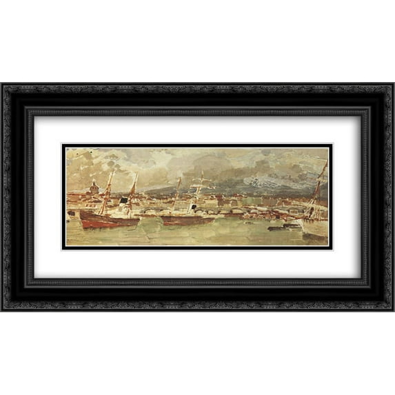 Mikhail Vrubel 2x Matted 24x14 Black Ornate Framed Art Print 'Catania. Sicily.'