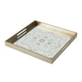 thumbnail image 1 of Miki 20 Inch Square Decorative Tray, Artisan Mirrored Floral Pattern, Gold, 1 of 5