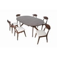 thumbnail image 1 of Mikie 7pc Extendable Dining Table Set, 6 Ivory Fabric Chairs, Brown, 1 of 3