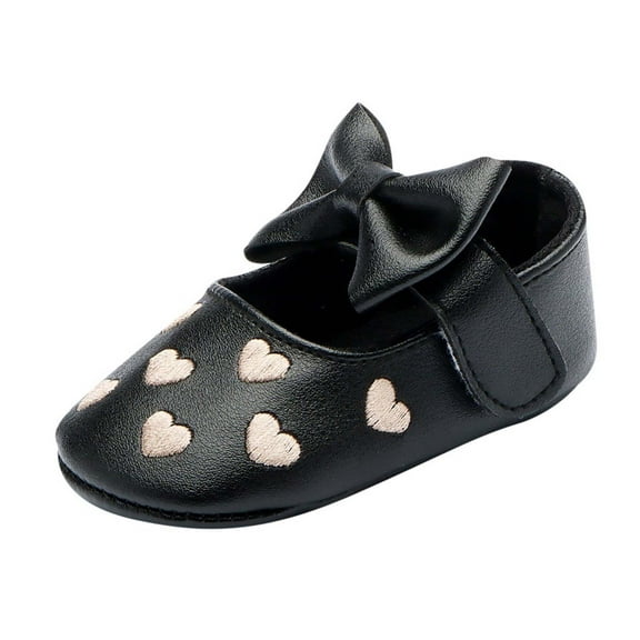 Fesfesfes 0-15 Months Baby Girls Princess Shoes Cute Solid Color Soft Leather Bow Shoes