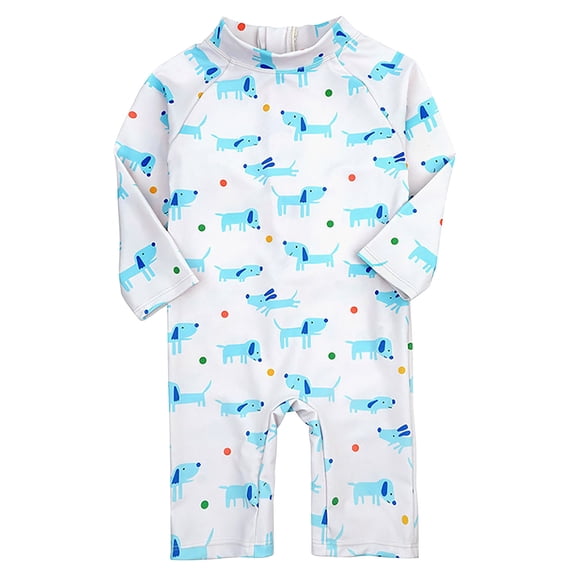 Mikilon 1-7 Years Toddler Kids Swimsuits Fashion Cute Print Long Sleeve Sunscreen Seaside Surfing Swimsuit