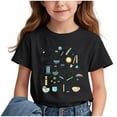 thumbnail image 1 of Fesfesfes Summer Cute Printed Pattern T-shirt with Short Sleeves for Children School Season Round Neck Half Sleeve Casual Tops for Boys Girls(Black,14 Years), 1 of 7