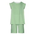 thumbnail image 1 of Mikilon 3-14 Years Girl Solid Color Sets Sleeveless Cotton T-shirt and Shorts Summer Comfortable Sets, 1 of 8