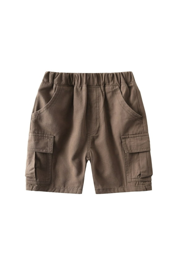 Mikilon 3-8 Years Boys' Summer Five Quarter Pants Solid Color Casual Fashion Pocket Shorts