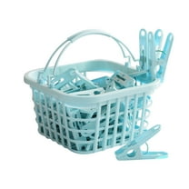 Mikilon 30Pcs Clothes Peg Clip Pins,Green Rope Clip Hanging Clothes line Windproof Hanger Sock Clothes Drying Peg PP Plastic Clips Hooks