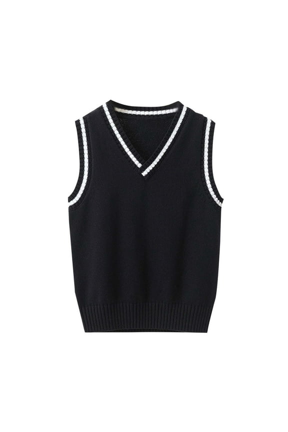 Mikilon 4-10 Years Boys Sweater Vest Unisex Cable Knit Toddler Uniform Vest for Little Big Children/Teenage Girls