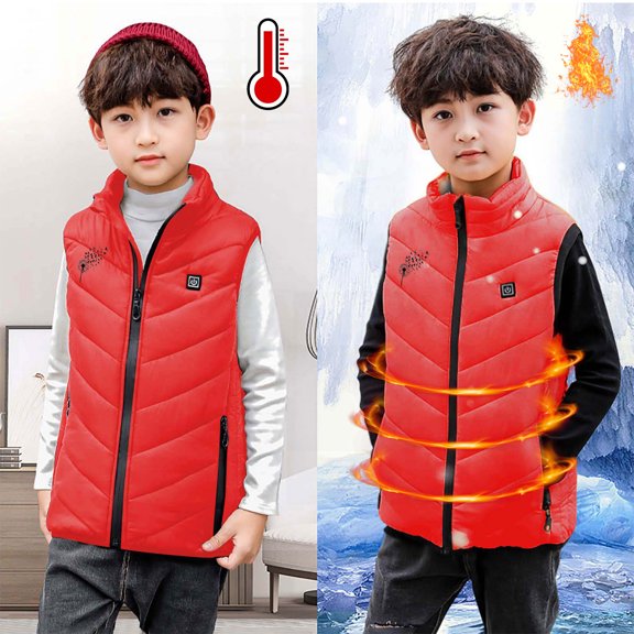 Mikilon 4-14 Years Boy's and Girl's Heated Vest, Rechargeable Lightweight Heating Vest Warming for Hunting