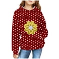 thumbnail image 1 of Fesfesfes 4-14 Years Girls Polka Dot Hoodies Long Sleeve Round Neck Sweatshirts, 1 of 5
