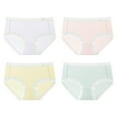 thumbnail image 1 of Mikilon 5-12 Years 4PC Girls' Underpants Small Printed Plaid Lace Briefs/Underwear, 1 of 6