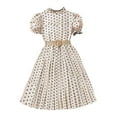 thumbnail image 1 of Mikilon 6-10 Years Girls Short Sleeve Stretchy Dress A line Twirly Skater School Party Dress, 1 of 7