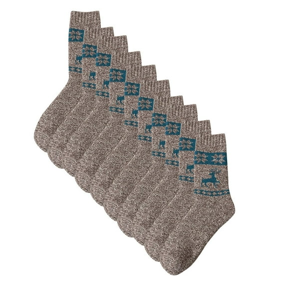 Mikilon Absorb Sweat Socks foe Men Winter Middle Tube Socks Patchwork Color Plus Velvet and Thicken Warm Socks