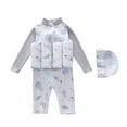 thumbnail image 1 of Mikilon Baby Boy Swimsuit Toddler Cute Print Half Zip One Piece Bathing Suit Swimsuit Rash Guard Surfing Suit Hat, 1 of 3