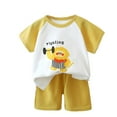 thumbnail image 1 of Mikilon Baby Boys Cute Summer Sets Size 3 Months-5 Years Patchwork Color Round Neck Short Sleeve Elastic Waist Shorts Thin Sets, 1 of 3