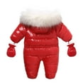 thumbnail image 1 of Elainilye Baby Boys Hooded Romper Winter Clothing Set Snowsuit With Gloves and Booties Jumpsuit Outfits Infant Clothes for Baby Girl 6-9 Months Red, 1 of 3