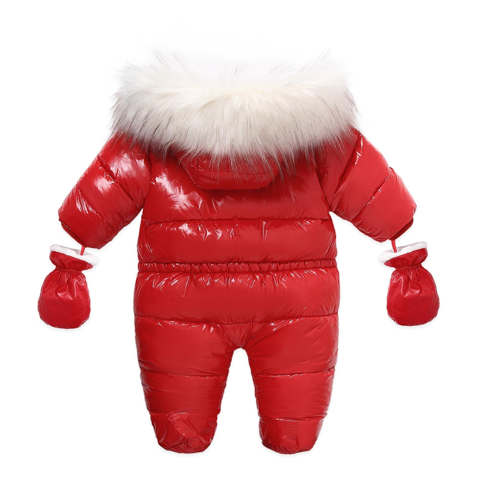Mikilon Baby Boys Hooded Romper Winter Clothing Set Snowsuit With Gloves and Booties Jumpsuit Outfits Pajama Onesie for Baby Girls 18-24 Months Red on