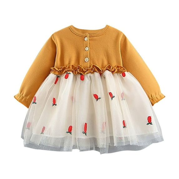 Mikilon Baby Girl Dress Newborn Infant Girls Dress Long Sleeve Toddler Dress