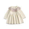 thumbnail image 1 of Mikilon Baby Girl Knit Sweater Dress Kids Ruffle Long Sleeve Casual Birthday Christmas Party Dresses Top Winter Outfit, 1 of 4