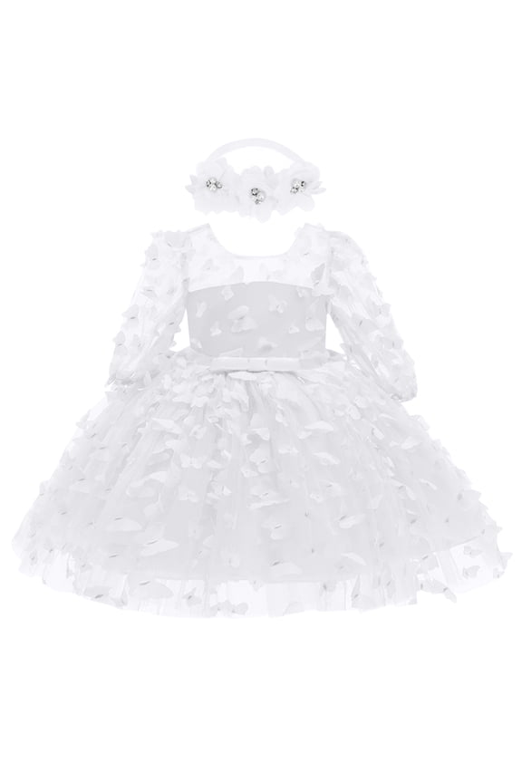 Baby Girl Sequins Bowknot Butterfly Dress Infant Toddler Flower Girls Wedding Birthday Party Dresses