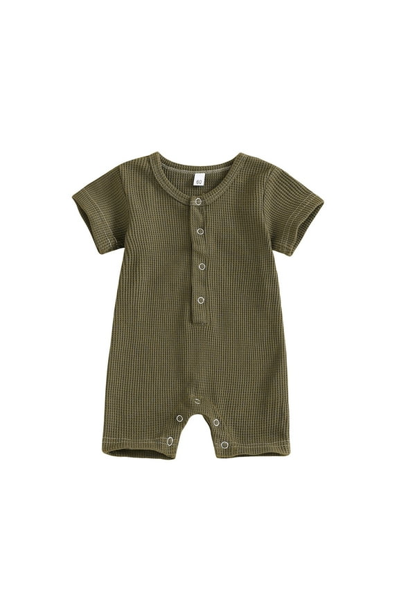 Baby Spring New Onesie Newborn Climbing Clothes Short Sleeve Thin Jumpsuits Comfortable Button-Up Rompers ,Size 0 Month-12 Months