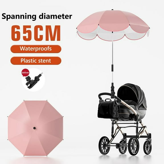 Mikilon Baby Stroller Parasol, 25.6 inch Umbrella for Trolley, Baby Pram Parasol with Adjustable Clamp E