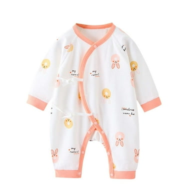 Mikilon Babys Comfortable Spring and Fall Rompers Side Tied Rompers Adorable Graphic Print Round Neck Long Sleeve and Long Pants ‌Rompers ,Size 0 Month-6 Months