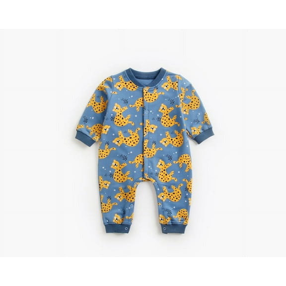 Mikilon Babys Floral Print Rompers V-neck Long Sleeve Button-Up ‌Rompers Comfortable Softy Rompers ,Size 0 Month-2 Years