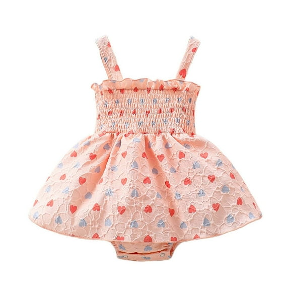 Mikilon Babys Girl Suspender Jumpsuit Soft Elastic Waist Sleeveless Rompers Comfortable Breathable Rompers