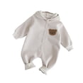 thumbnail image 1 of Mikilon Babys Hooded Rompers Comfortable Solid Color ‌Rompers Cute Printed Long Sleeve and Long Pants Rompers, 1 of 4