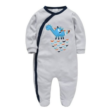 Mikilon Babys Long Sleeve Rompers Patchwork Color Round Neck Rompers Fashion Floral Button-Up Rompers ,Size 0 Month-3 Years