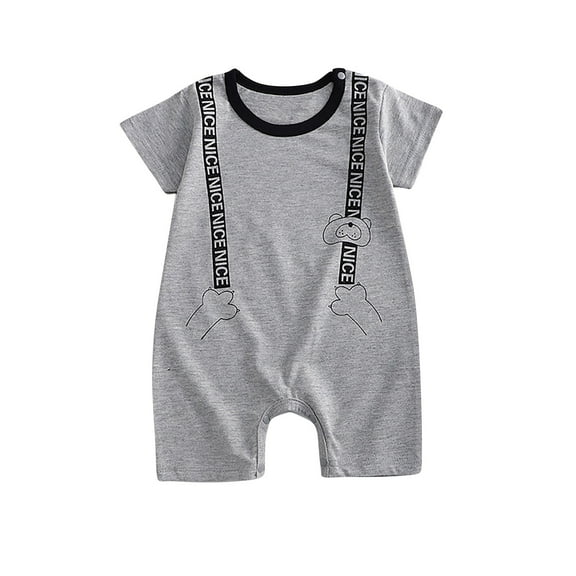 Mikilon Babys Rompers Round Neck Short Sleeve Rompers Comfortable Sweet Fashion Printed Rompers ,Size 0 Months-12 Months